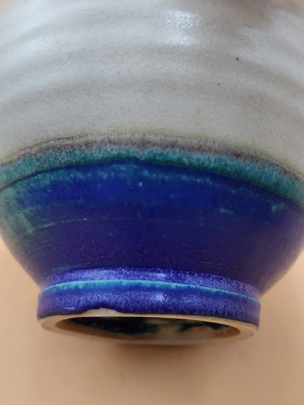 Artisan Japanese Style Tea Bowl Ceramic in Ombre Blues and Neutral colors